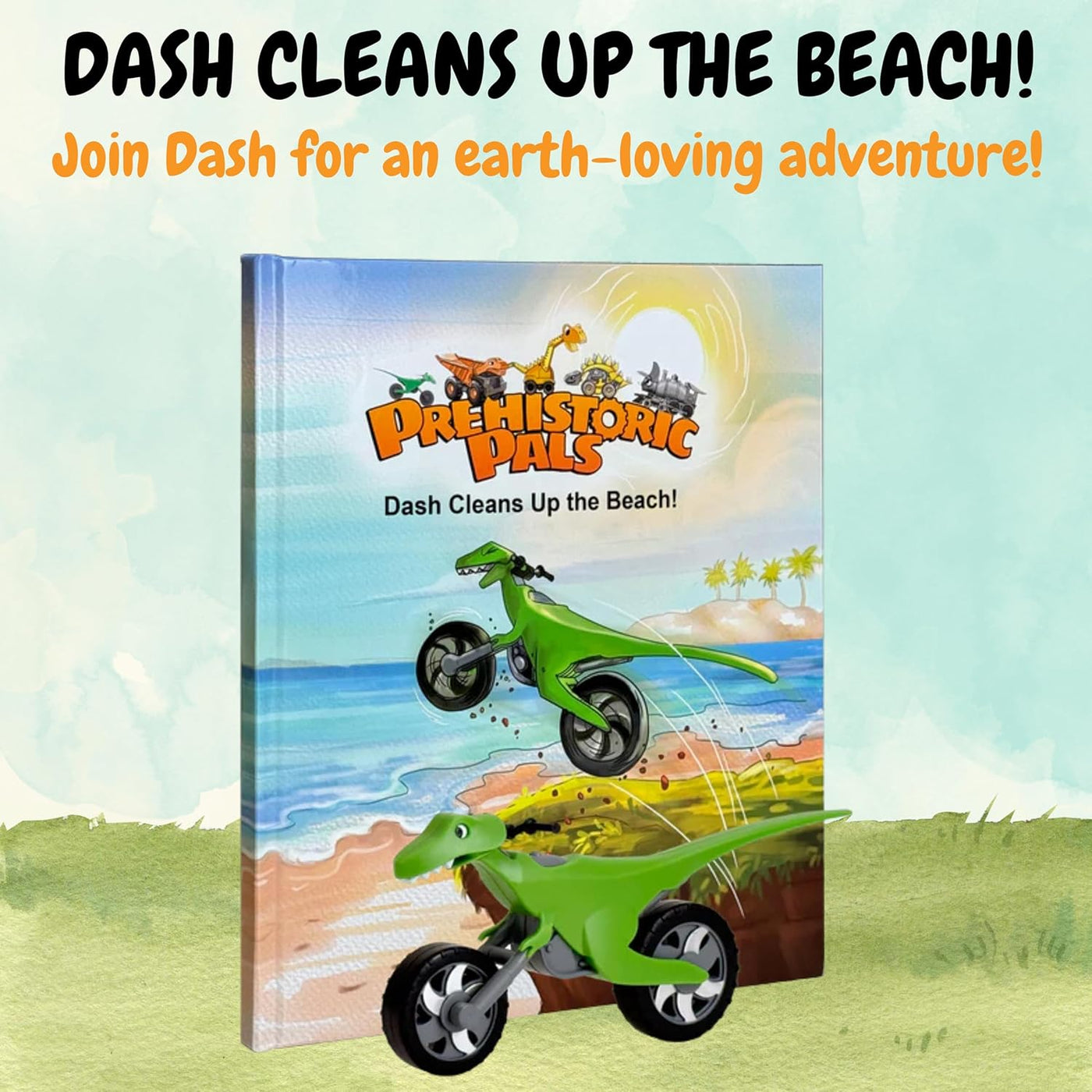 Dinosaur Book and Toy Gift Set | Dash Cleans Up the Beach