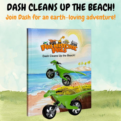 Dinosaur Book and Toy Gift Set | Dash Cleans Up the Beach