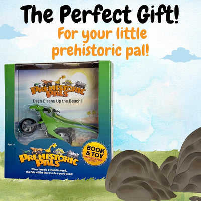 Dinosaur Book and Toy Gift Set | Dash Cleans Up the Beach